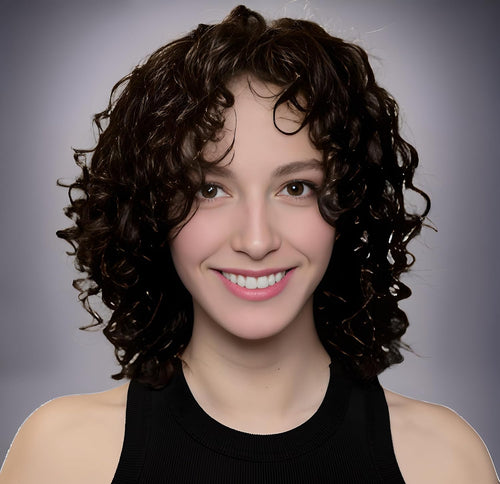 Wear and Go Glueless Wig Kinky Curly Wigs Short Curly Bob Human Hair Wigs for Women 180% Density Brazilian Unprocessed Virgin Human Hair Wigs with Bangs Natural Color